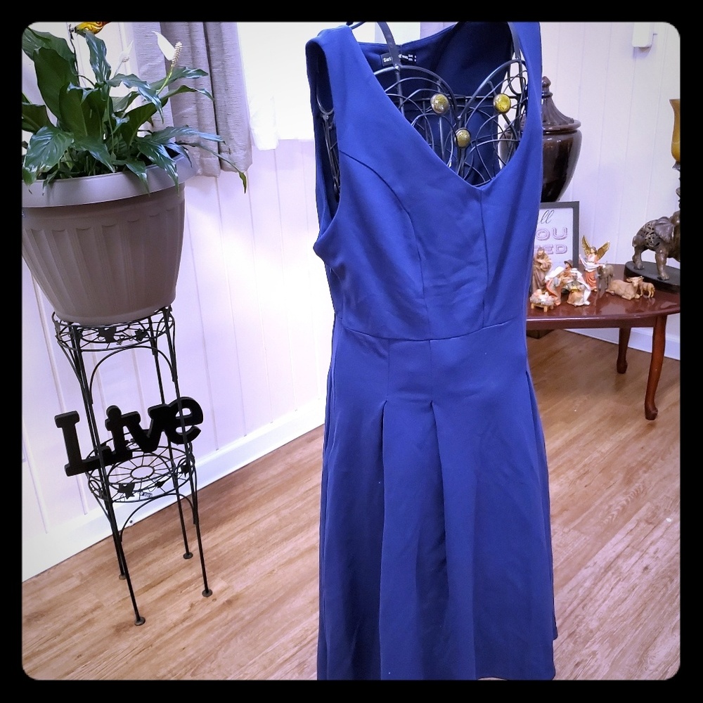 Navy Blue  high low skater dress.